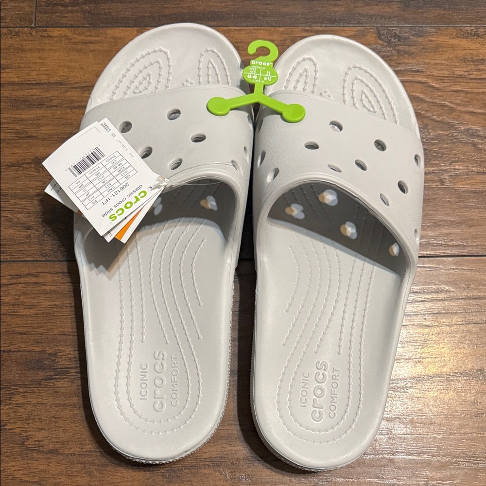 CROCS Men's Light Gray Slide Sandals